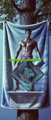 Versace Eros Medusa Print Flannel Throw Blanket Luxury Teal and Purple Sofa Cover Blanket IMG_1549